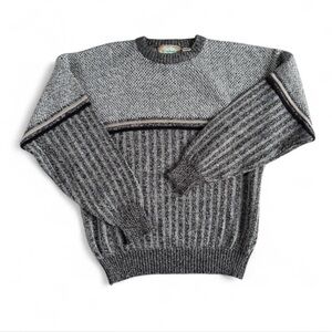 Vintage Weekends Sweater Mens Large Gray Crew Neck 80s Casual Office Grandpa